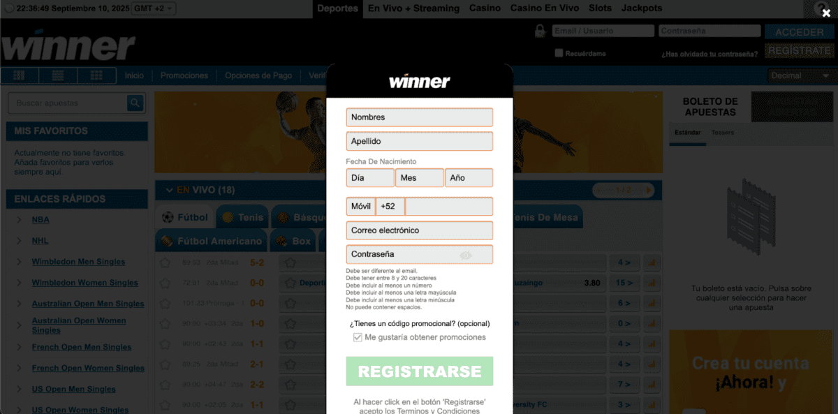 Bonos de bienvenida y c&oacute;mo reclamarlos en Winner M&eacute;xico