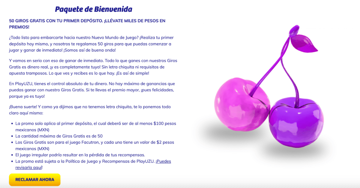 Bonos disponibles en PlayUZU México y cómo reclamarlos correctamente
Paquete de bienvenida