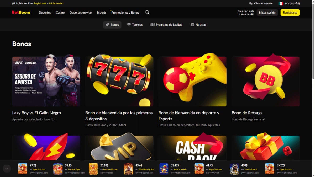 Betboom bonos
Promociones para usuarios activos